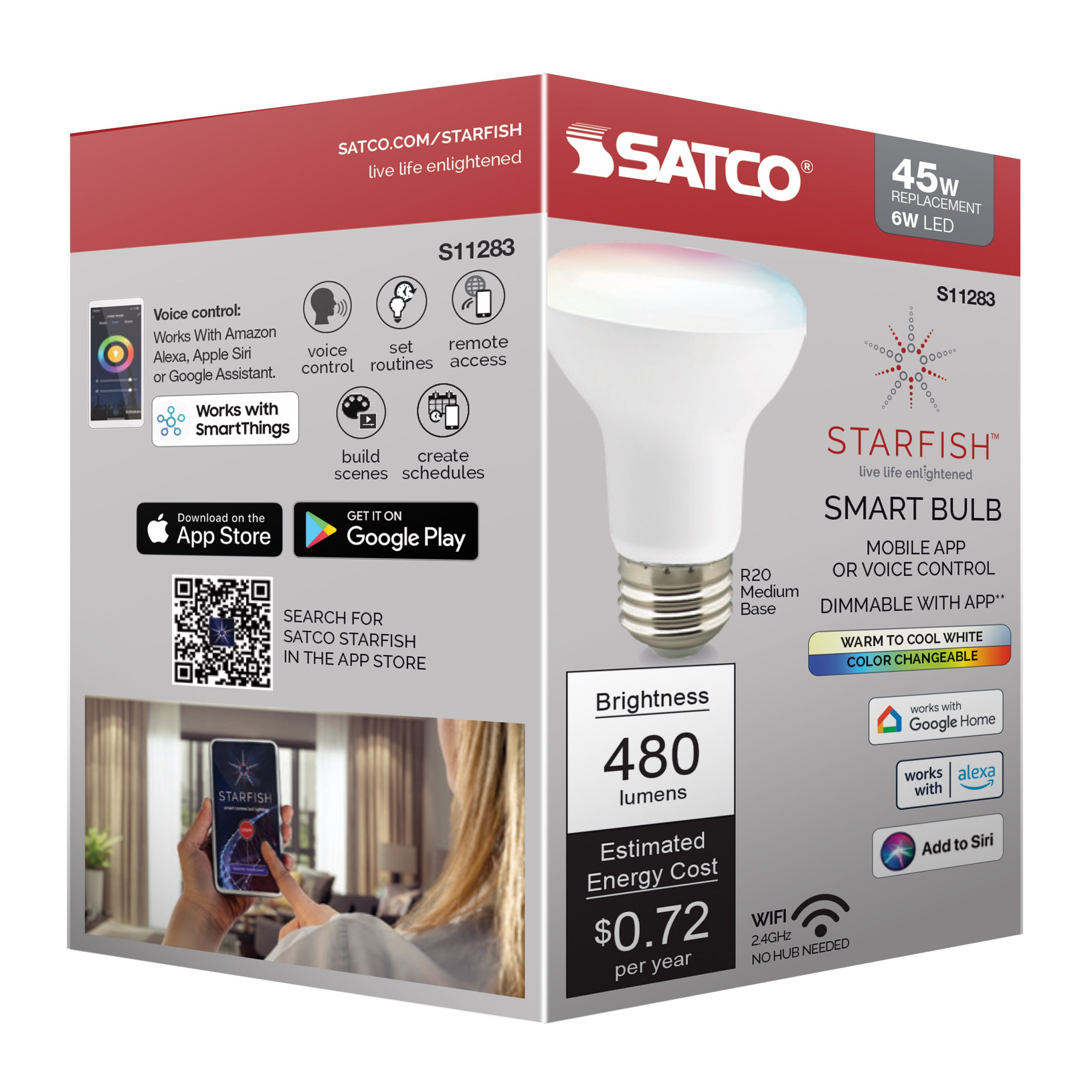 R20 Led 6 Watt; R20 LED; RGB & Tunable White; Starfish IOT; Medium Base; 120 ...