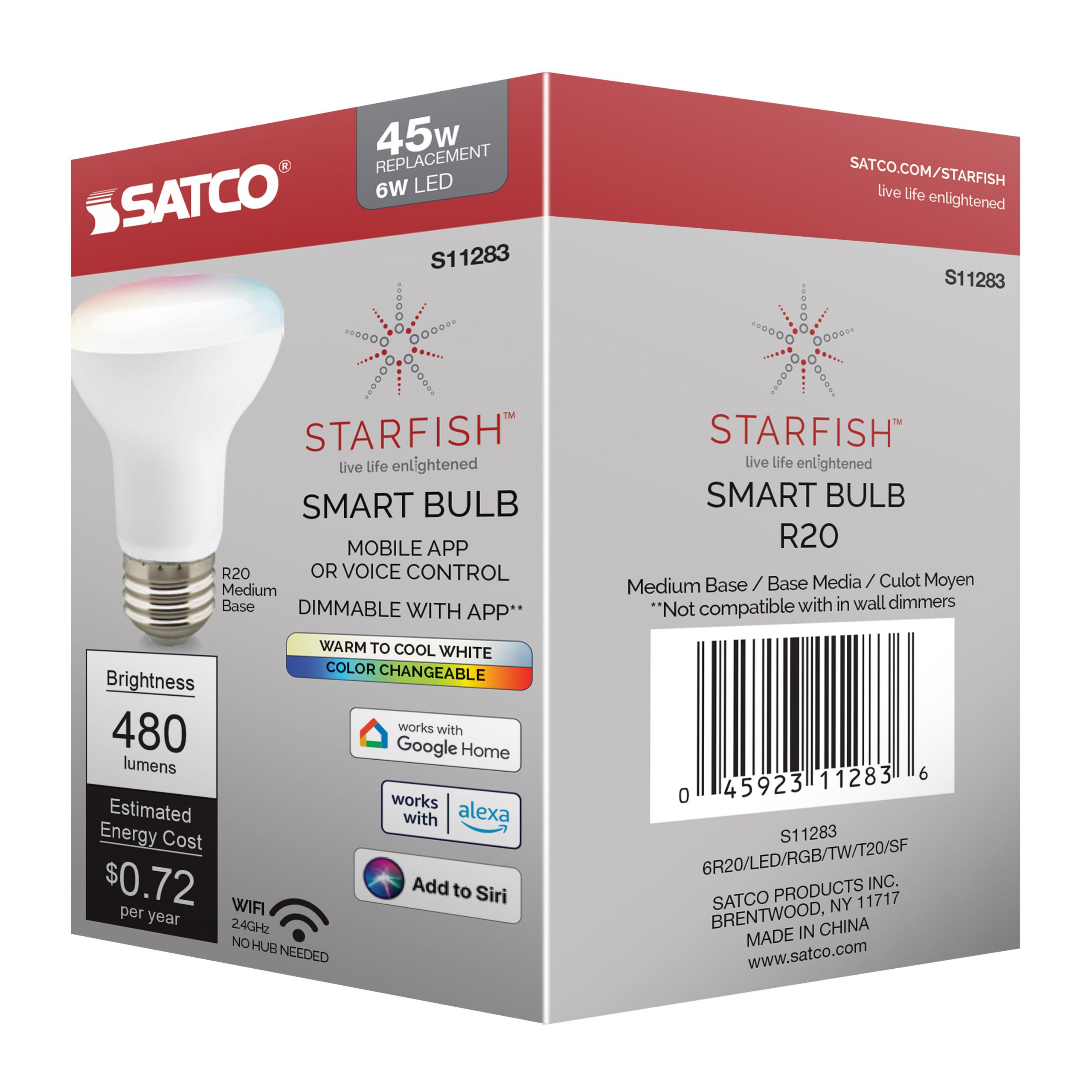 6 Watt; R20 LED; RGB & Tunable White; Starfish IOT; Medium Base; 120 ...