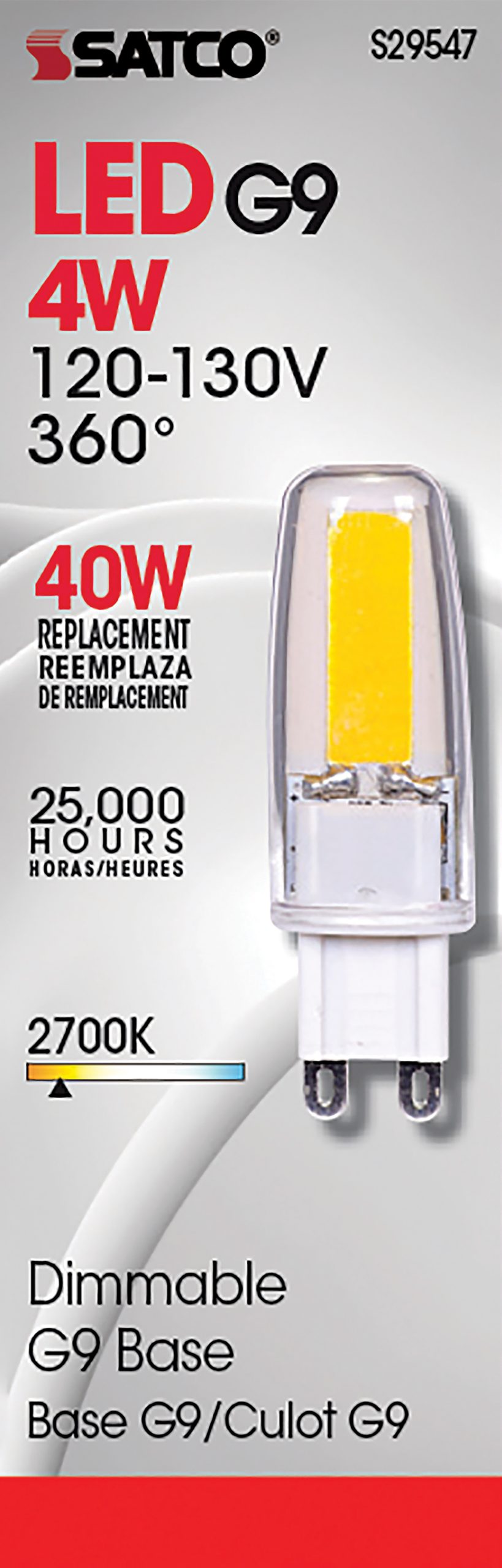 Jcd Led 4 Watt; JCD LED; 2700K; G9 base; 120-130 Volt – www.SparkyDirect.com