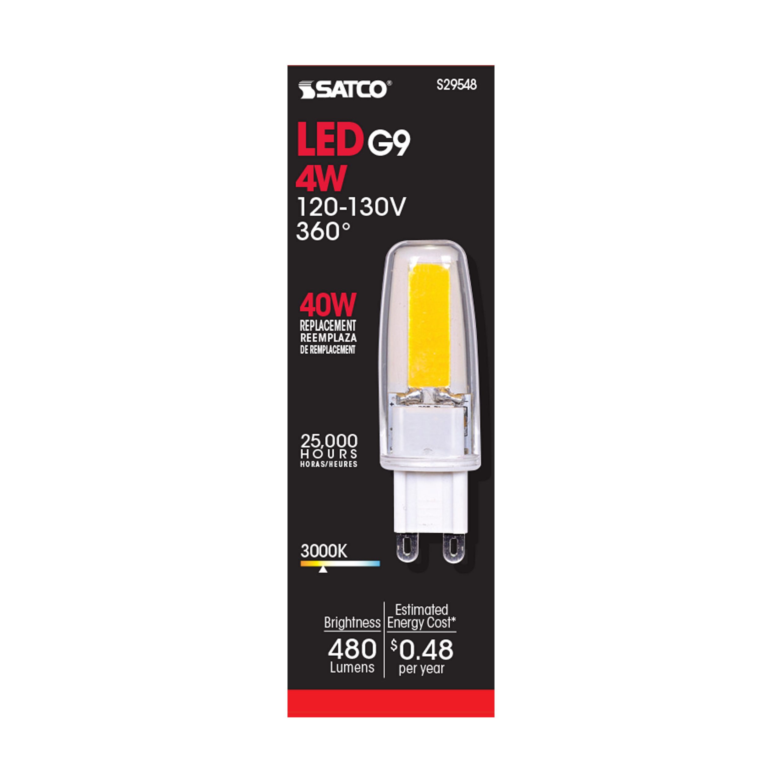 Jcd Led 4 Watt; JCD LED; 3000K; G9 base; 120-130 Volt – www.SparkyDirect.com