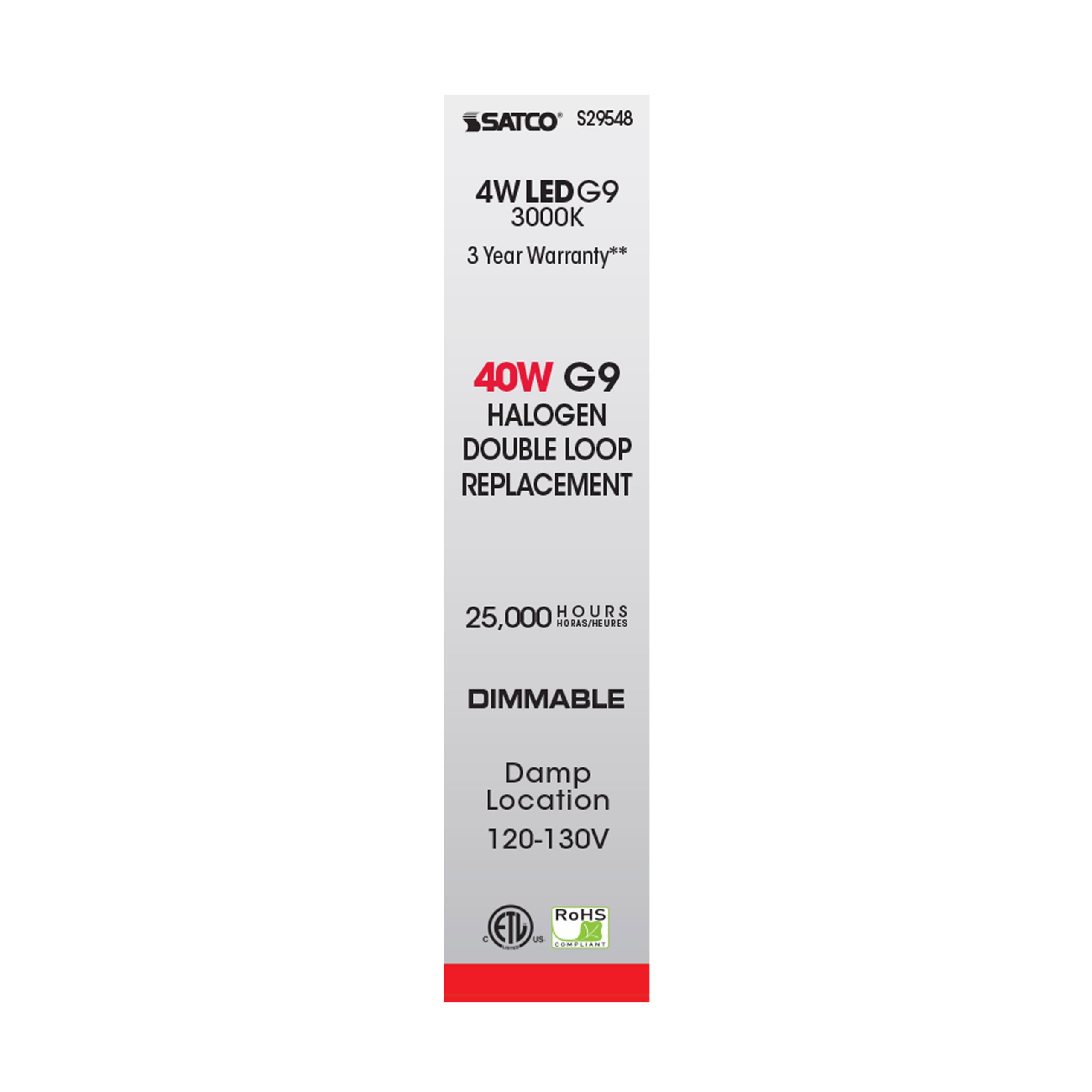 Jcd Led 4 Watt; JCD LED; 3000K; G9 base; 120-130 Volt – www.SparkyDirect.com