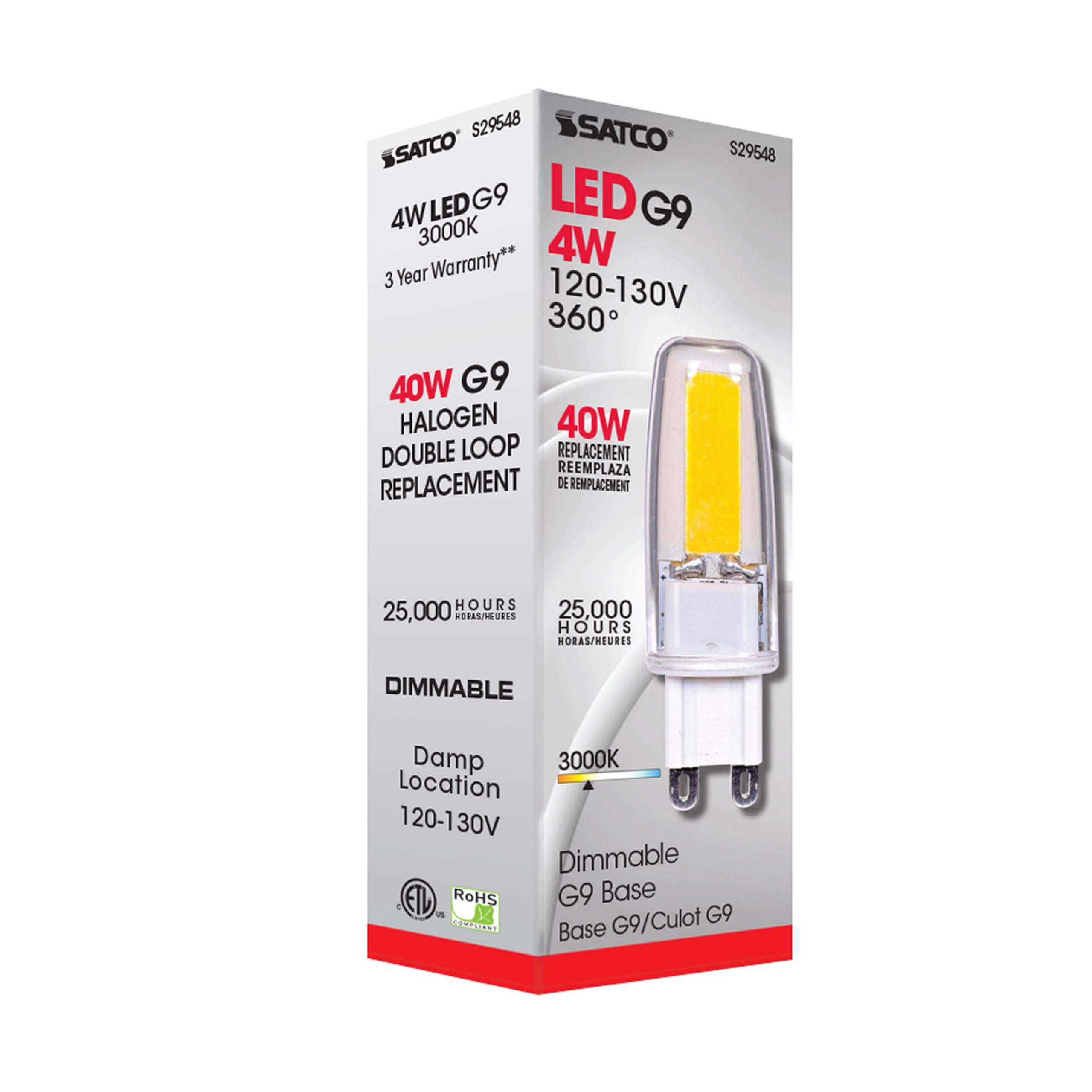 Jcd Led 4 Watt; JCD LED; 3000K; G9 base; 120-130 Volt – www.SparkyDirect.com